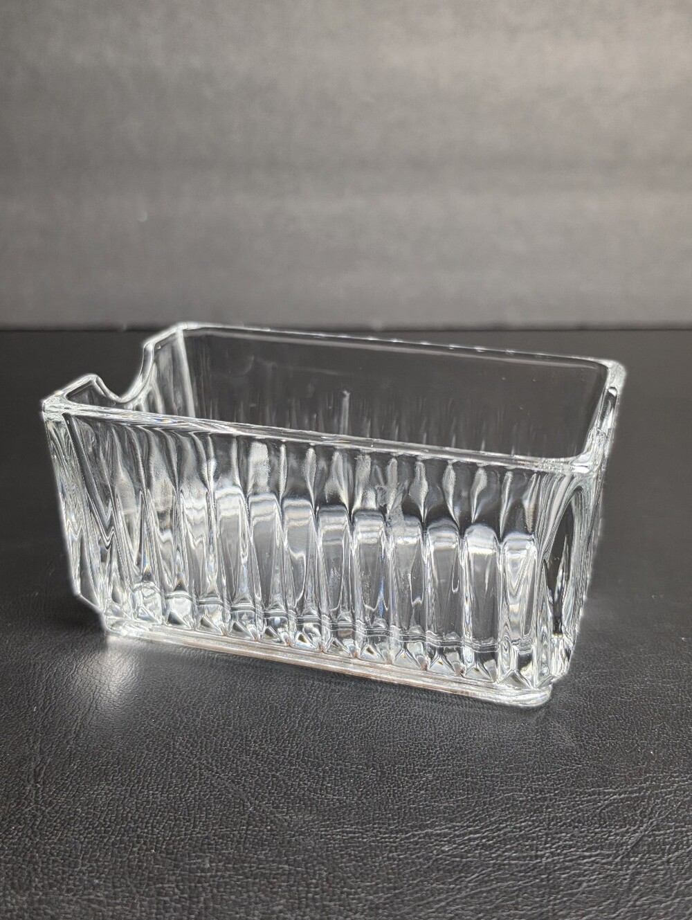 Libbey Sugar Sweetner Creamer Packet Holder Ribbed Glass 4"